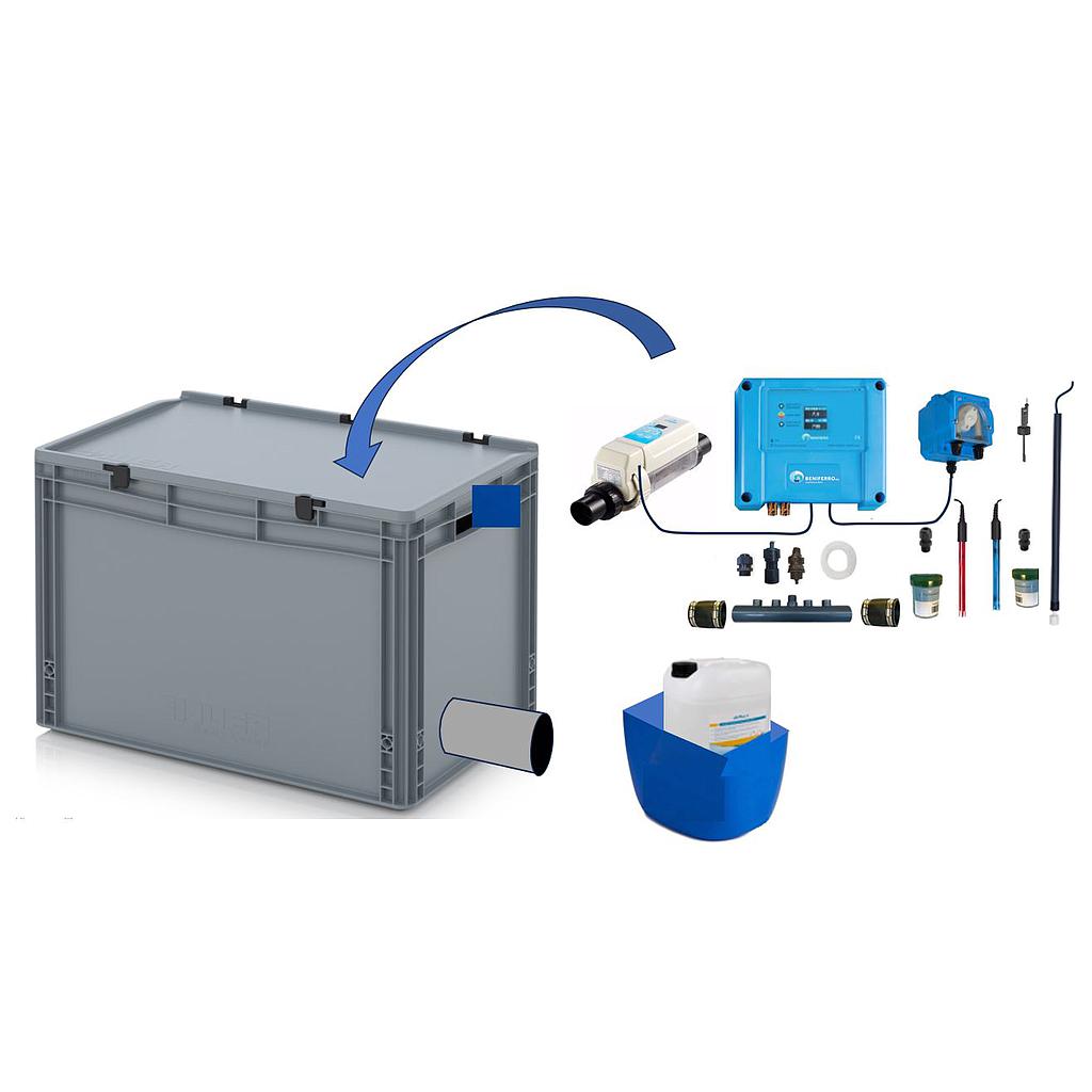 Chlorine generator HS pre-assembled in box with pH and RX control - pool up to 100m³