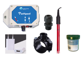 Wifipool module RX incl RX sonde Platinum + aanboorzadel 50mm/ 1/2 inch + sondewartel + calibratievloeistof + usb transfostekker 1x zelfbouwpakket