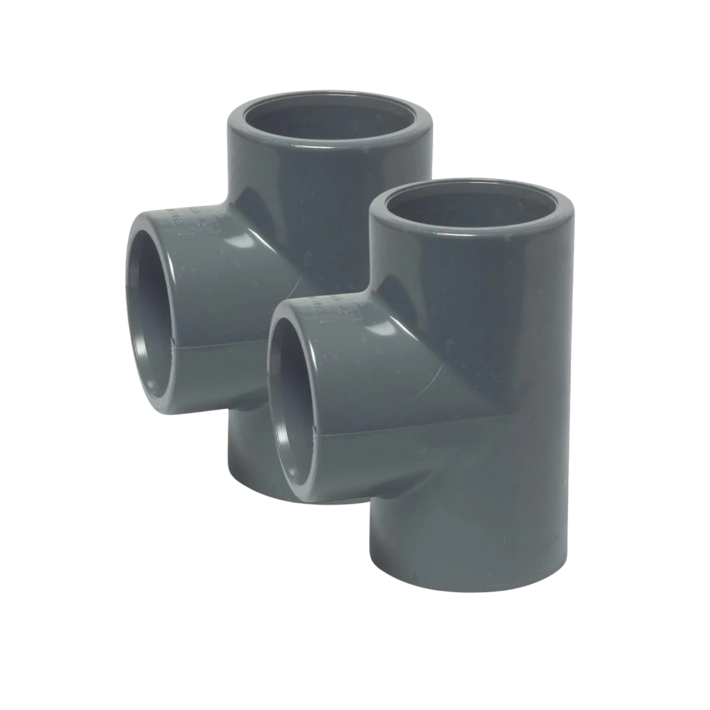 2x 90° PVC T-piece 50 mm solvent weld 16 bar (2 pieces)