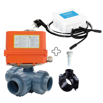 Automatic 3-way valve 50/63 mm T-bore with BENISOL temperature control - plug & play