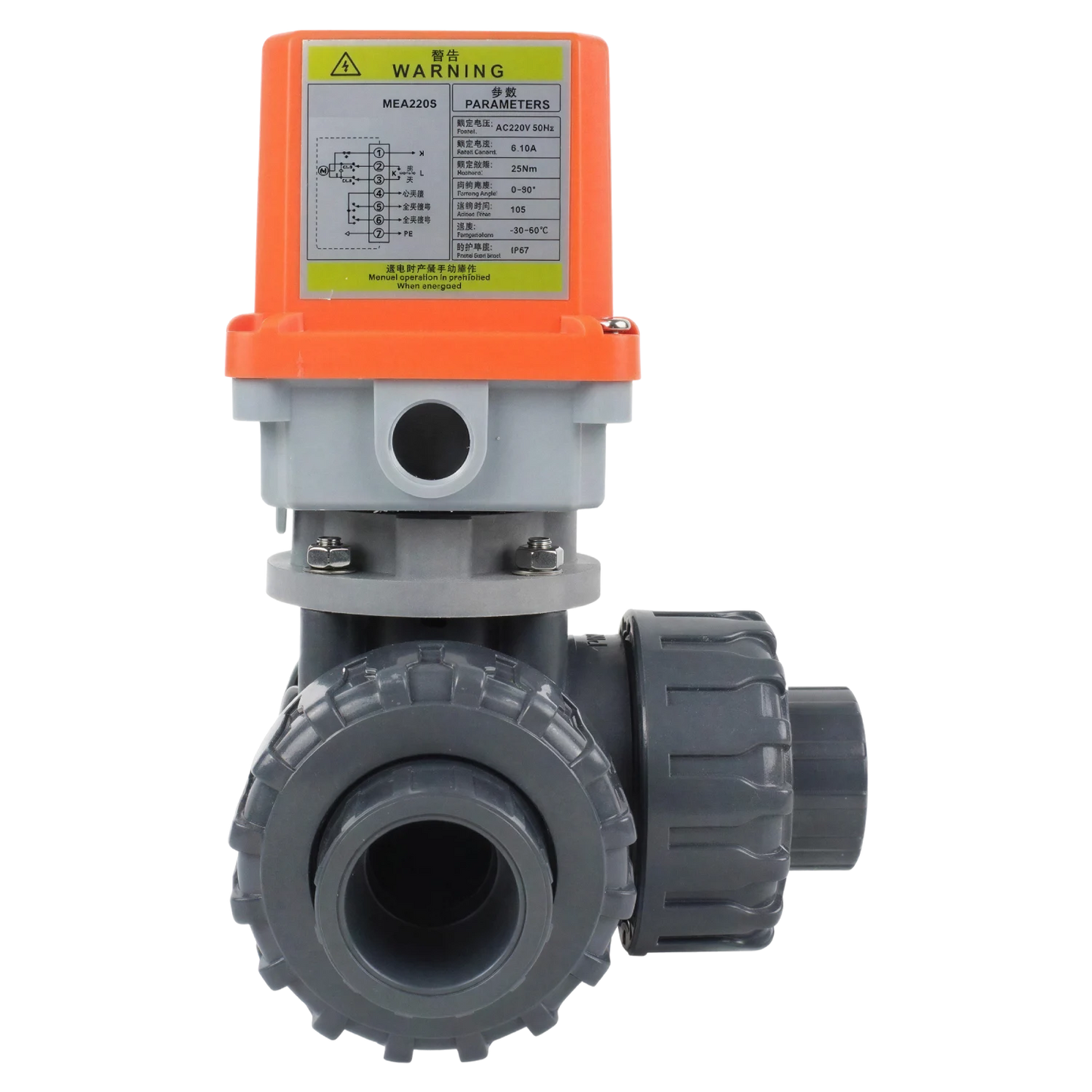 Automatic 3-way valve 50/63 mm T-bore with BENISOL temperature control - plug & play