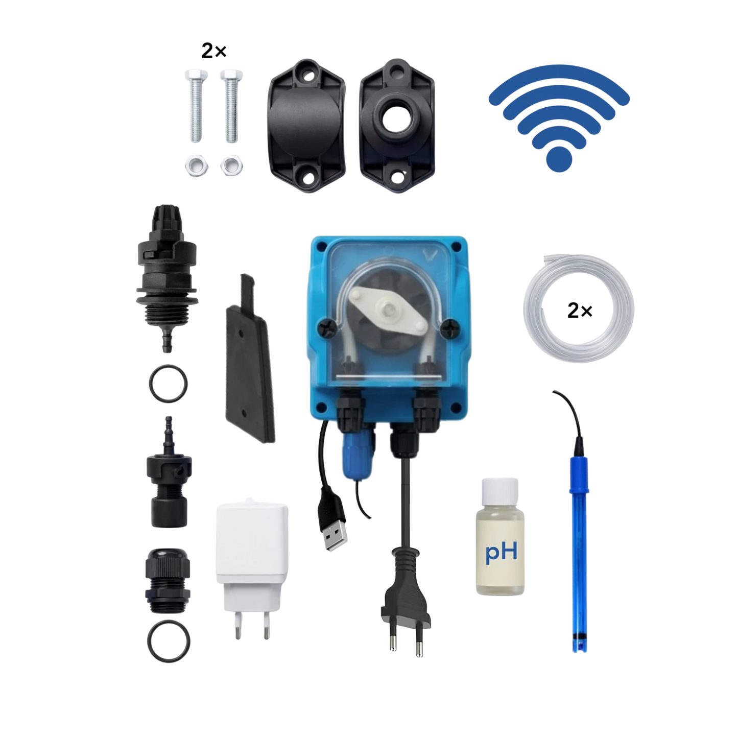 WiFiPOOL UNO pH + RX dosing pumps - complete installation kit - pool up to 150m³