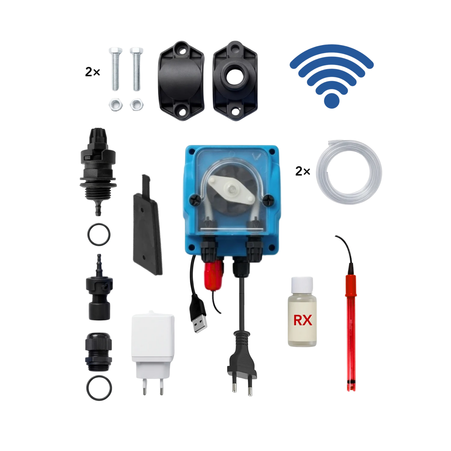 WiFiPOOL UNO RX Chlorine dosing pump - complete installation kit - pool up to 150m³