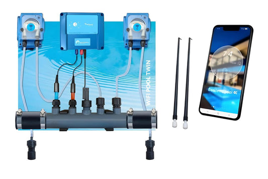 Doseerapparaat vloeibare pH en Chloor regeling - voorgemonteerd op plaat voor zwembad van 10 tot 150m³