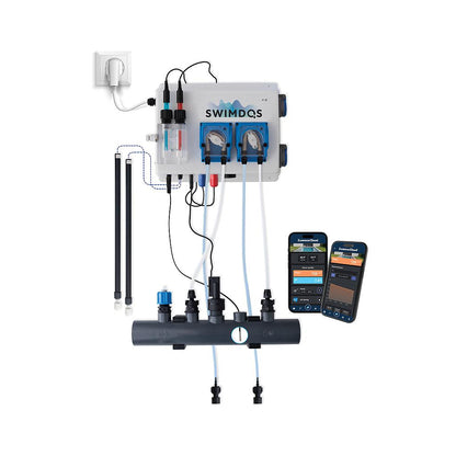 Swimdos WiFi met flow- en level switches, 2 temp sondes, 2 stekkers 220V - zwembad tot 150m³