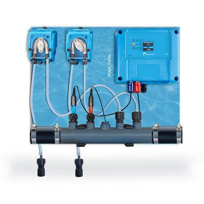 Doseerapparaat vloeibare pH en Chloor regeling - voorgemonteerd op plaat voor zwembad van 10 tot 150m³