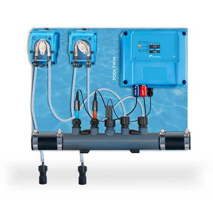 Doseerapparaat vloeibare pH en Chloor regeling - voorgemonteerd op plaat voor zwembad van 10 tot 150m³