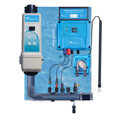 Chloorgenerator HS voorgemonteerd op wandplaat met pH en RX regeling