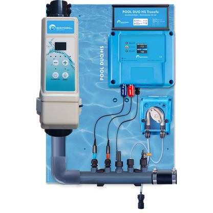 Chloorgenerator HS voorgemonteerd op wandplaat met pH en RX regeling