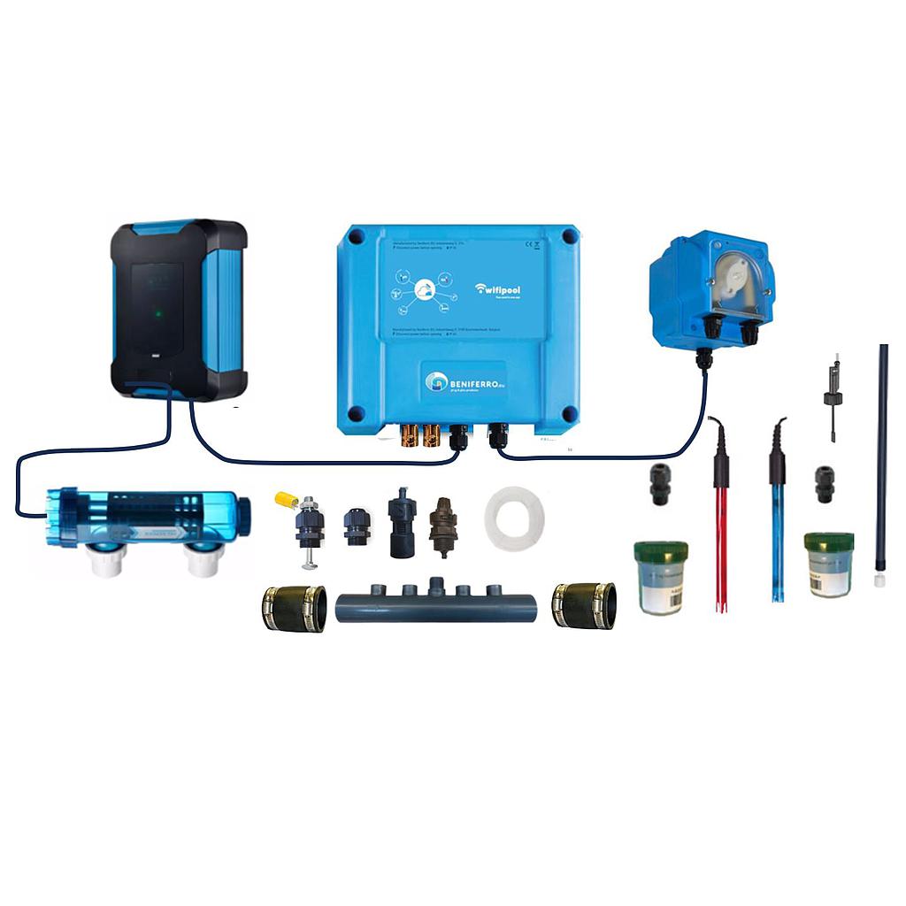 Titanium chlorine generator (SQ) pH and chlorine control - DIY kit  for pool up to 210 m³