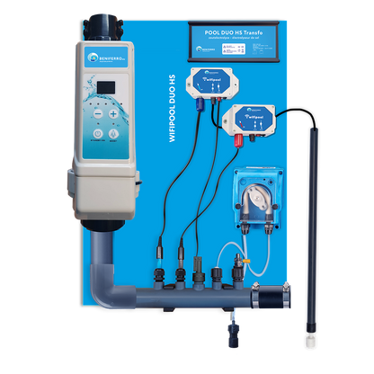 Chloorgenerator HS voorgemonteerd op wandplaat met pH en RX regeling