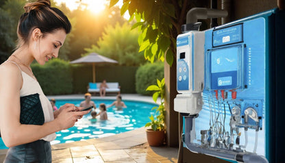 Chloorgenerator HS voorgemonteerd op wandplaat met pH en RX regeling