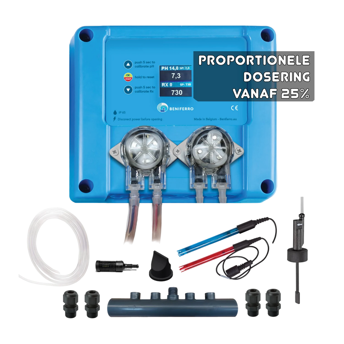 Pool TWIN COMBO - Compact 12V proportional dosing unit for liquid chlorine / pH control - DIY kit - pool/spa 10 to 150 m³