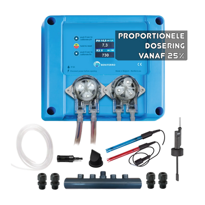 Pool TWIN COMBO - Compact 12V proportional dosing unit for liquid chlorine / pH control - DIY kit - pool/spa 10 to 150 m³