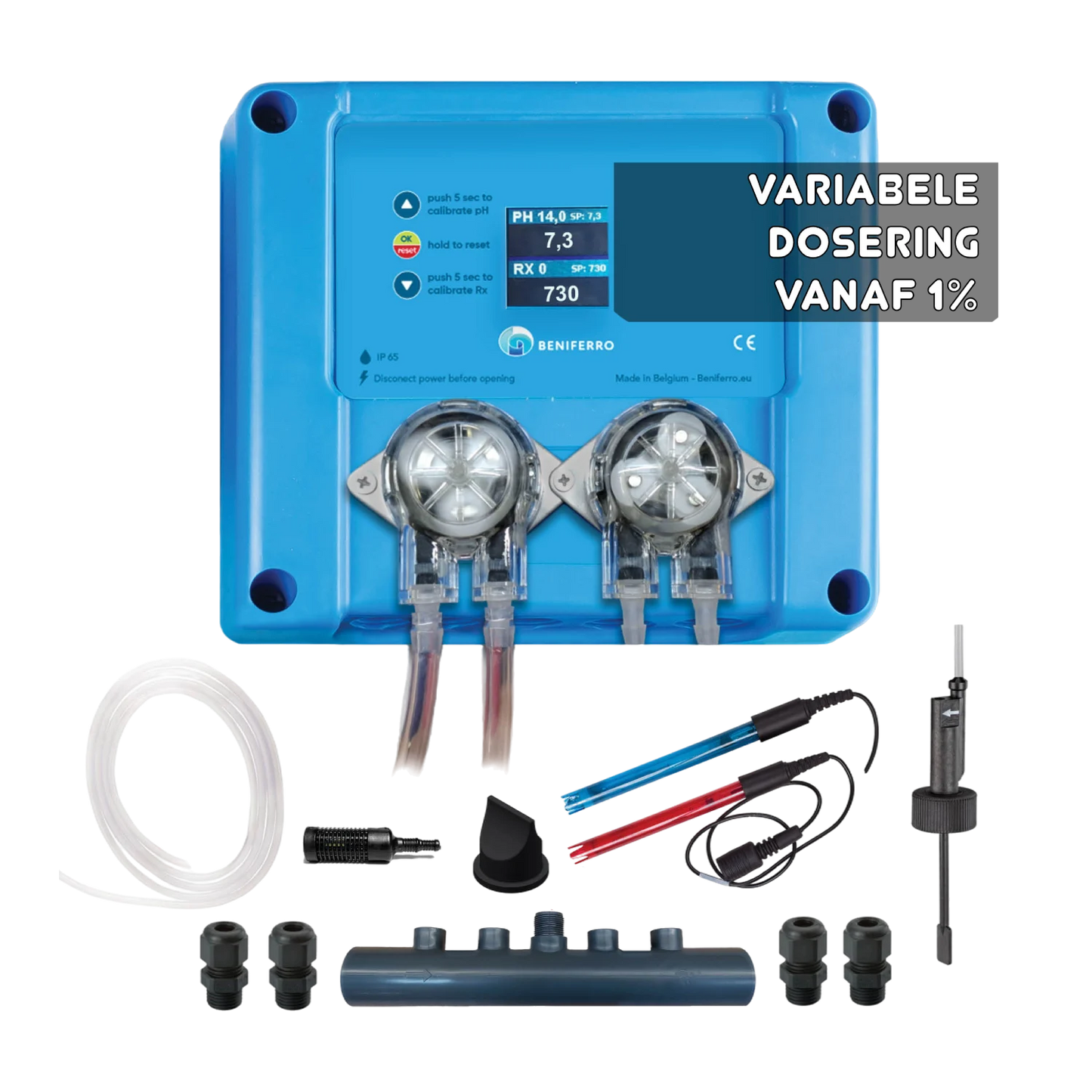 Pool TWIN COMBO - Compact 12V variable dosing unit for liquid chlorine / pH control - DIY kit - pool/spa 10 to 150 m³