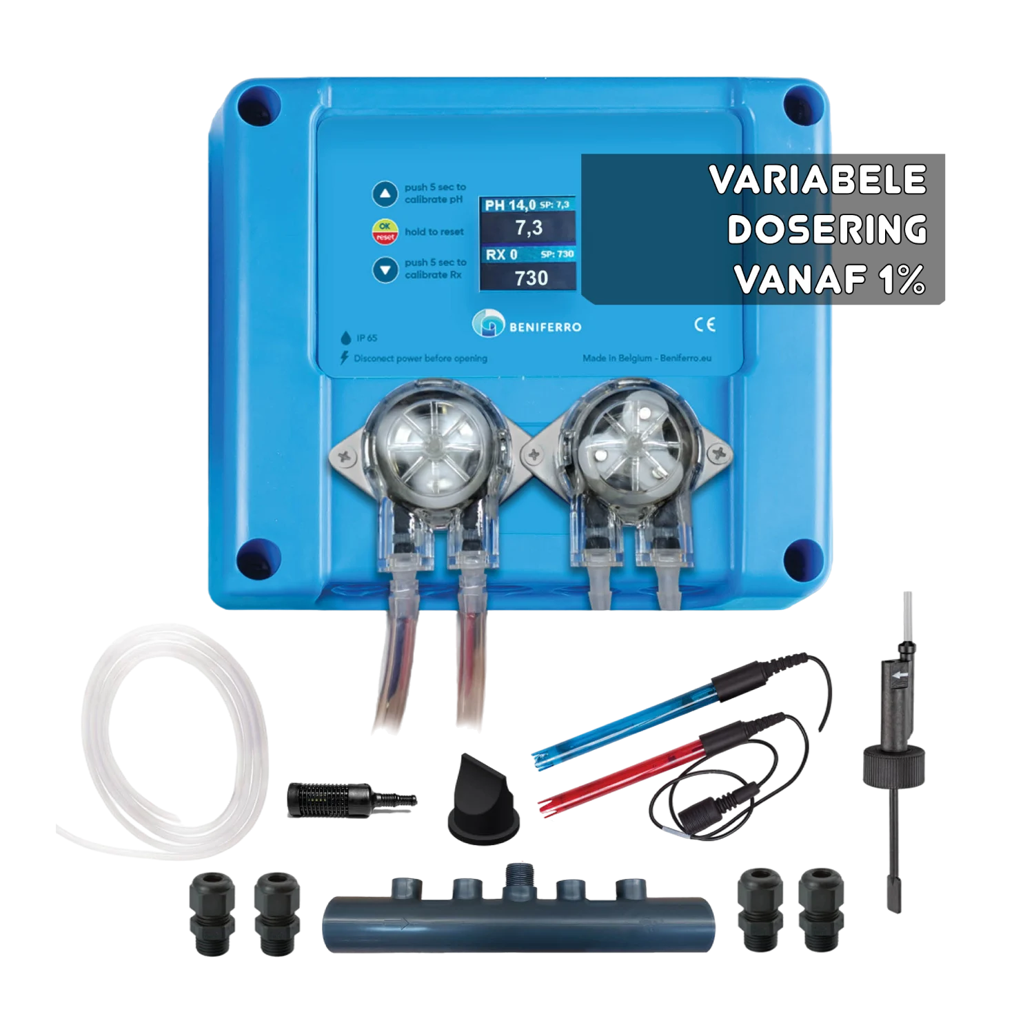 Pool TWIN COMBO - Compact 12V variable dosing unit for liquid chlorine / pH control - DIY kit - pool/spa 10 to 150 m³