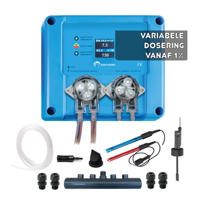 Pool TWIN COMBO - Compact 12V variable dosing unit for liquid chlorine / pH control - DIY kit - pool/spa 10 to 150 m³