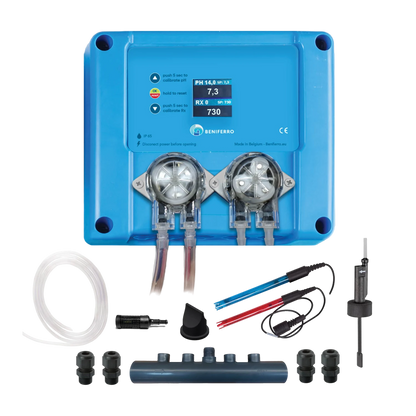 Dosing device for liquid pH and liquid chlorine control - DIY kit  for pool from 10 to 150m³