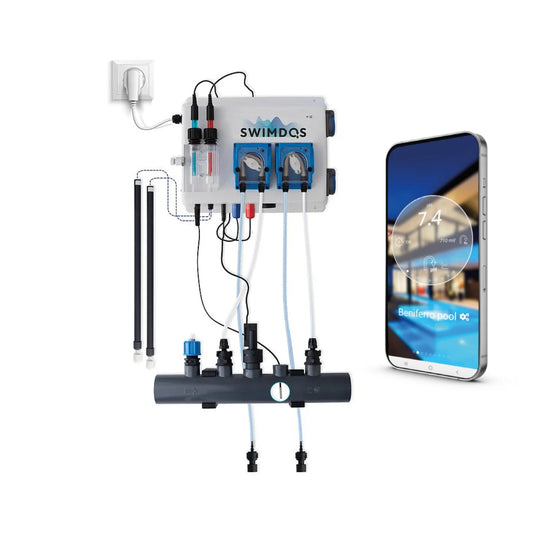 SwimDos WiFiPOOL PRO - flow/level switches, 2 temp probes, 2x 220V output - pool up to 150m³