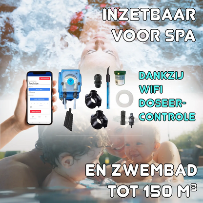 WiFiPOOL UNO-P RX Chloor doseerpomp - complete installatiekit - zwembad tot 150m³