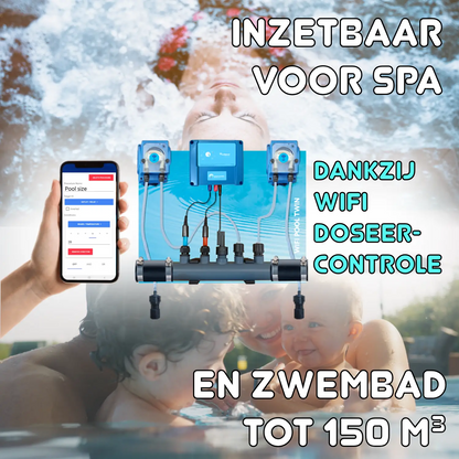 Doseerapparaat vloeibare pH en Chloor regeling - voorgemonteerd op plaat voor zwembad van 10 tot 150m³